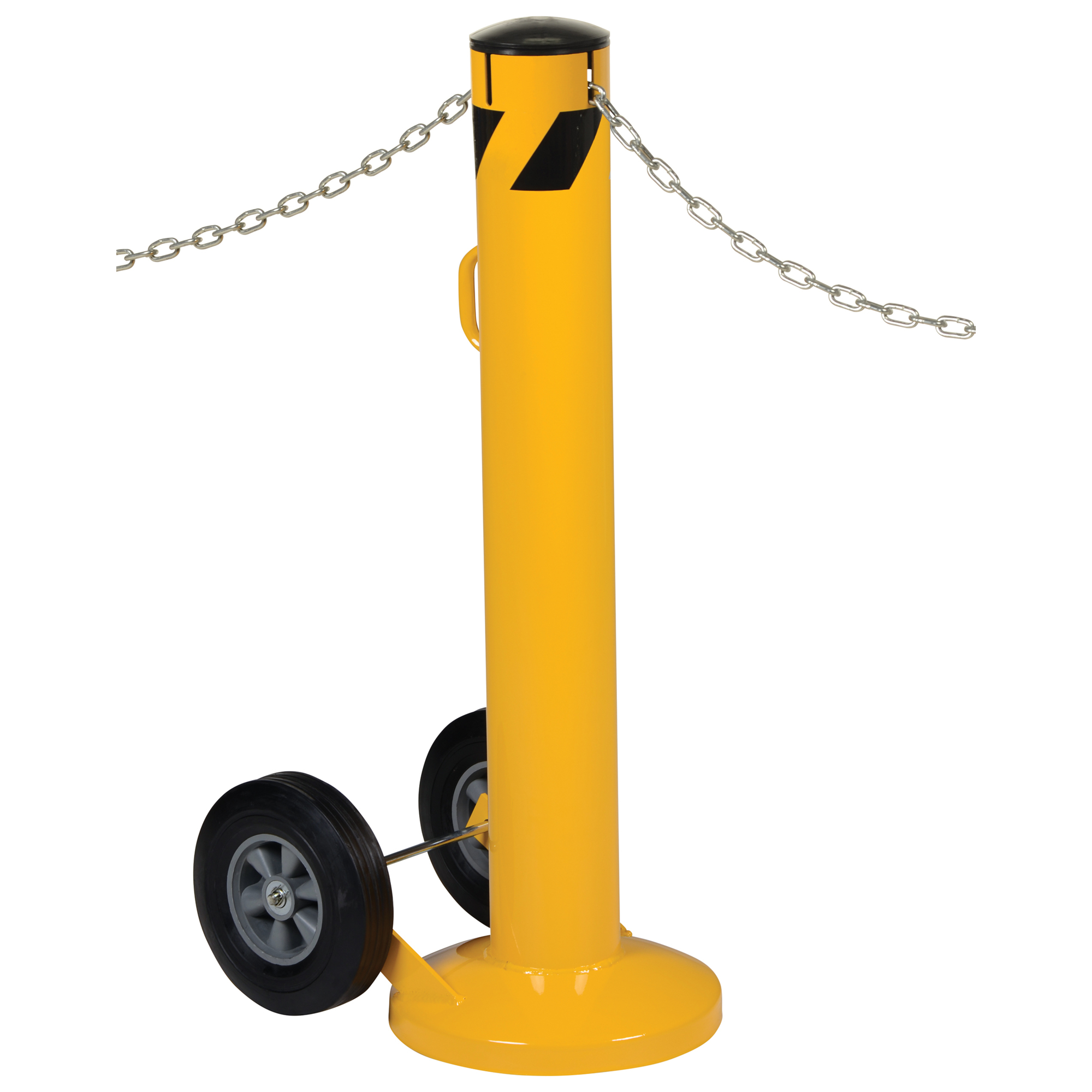 Vestil Movable Bollard with Chain Slots - 42in. Height, Powder-Coated Yellow, Model# BOL-MB-JK-42-5.5